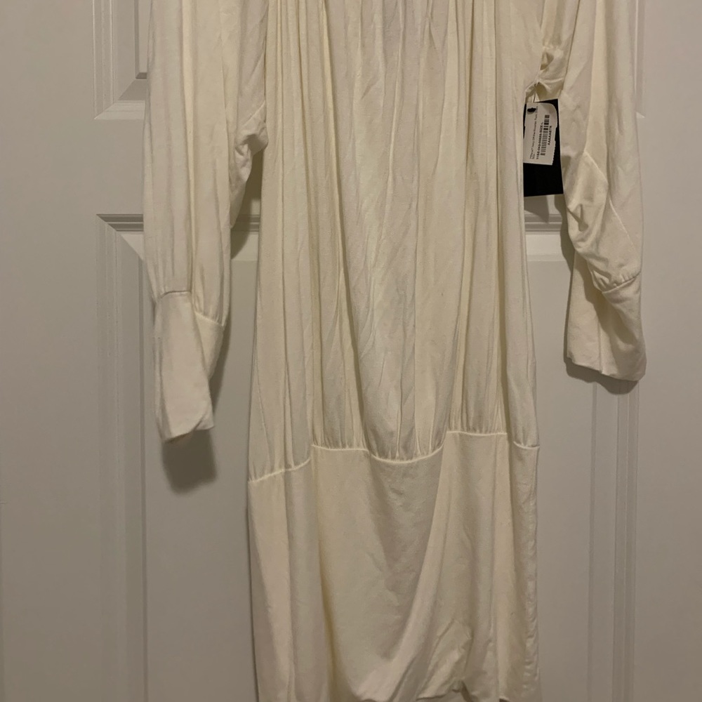 Elena Ivory Off-the-Shoulder Tunic Dress